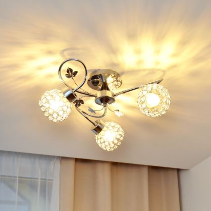 Bevestigde hanglamp SOPHIA 3xE27/15W/230V glanzend chroom/doorzichtig