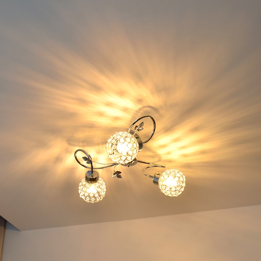 Bevestigde hanglamp SOPHIA 3xE27/15W/230V glanzend chroom/doorzichtig