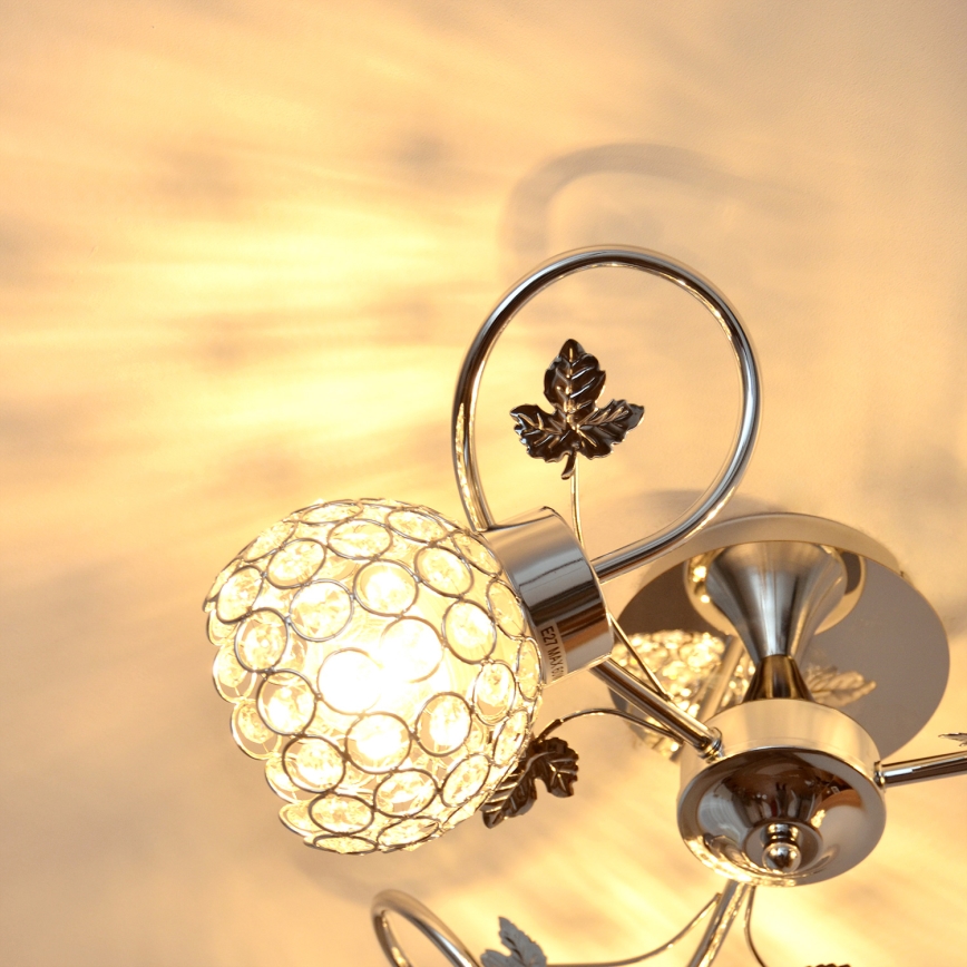 Bevestigde hanglamp SOPHIA 3xE27/15W/230V glanzend chroom/doorzichtig