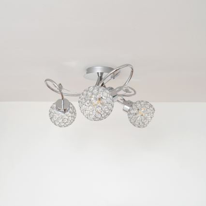 Bevestigde hanglamp SOPHIA 3xE27/15W/230V glanzend chroom/doorzichtig