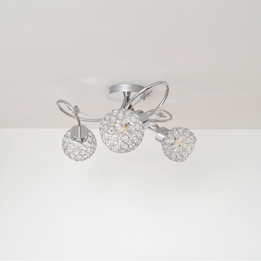 Bevestigde hanglamp SOPHIA 3xE27/15W/230V glanzend chroom/doorzichtig