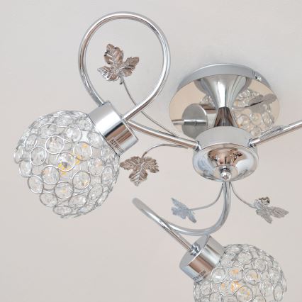 Bevestigde hanglamp SOPHIA 3xE27/15W/230V glanzend chroom/doorzichtig
