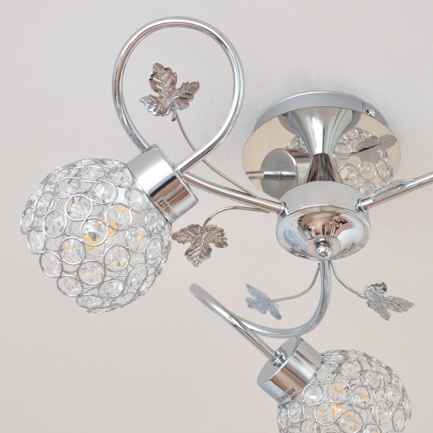 Bevestigde hanglamp SOPHIA 3xE27/15W/230V glanzend chroom/doorzichtig