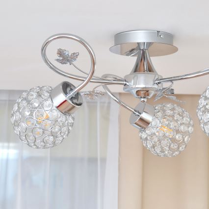 Bevestigde hanglamp SOPHIA 3xE27/15W/230V glanzend chroom/doorzichtig