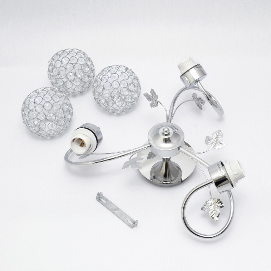 Bevestigde hanglamp SOPHIA 3xE27/15W/230V glanzend chroom/doorzichtig
