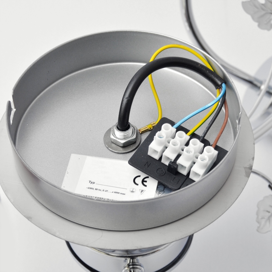 Bevestigde hanglamp SOPHIA 3xE27/15W/230V glanzend chroom/doorzichtig