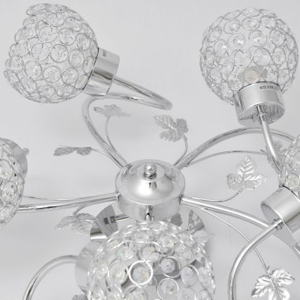 Bevestigde hanglamp SOPHIA 5xE27/15W/230V glanzend chroom/doorzichtig