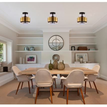 Bevestigde hanglamp SPIEGA 1xE27/60W/230V goud/zwart