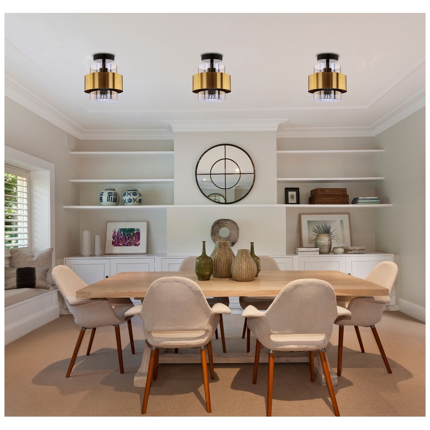 Bevestigde hanglamp SPIEGA 1xE27/60W/230V goud/zwart