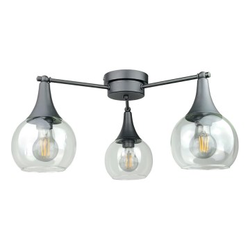 Bevestigde hanglamp STAR 3xE27/60W/230V zwart/doorzichtig