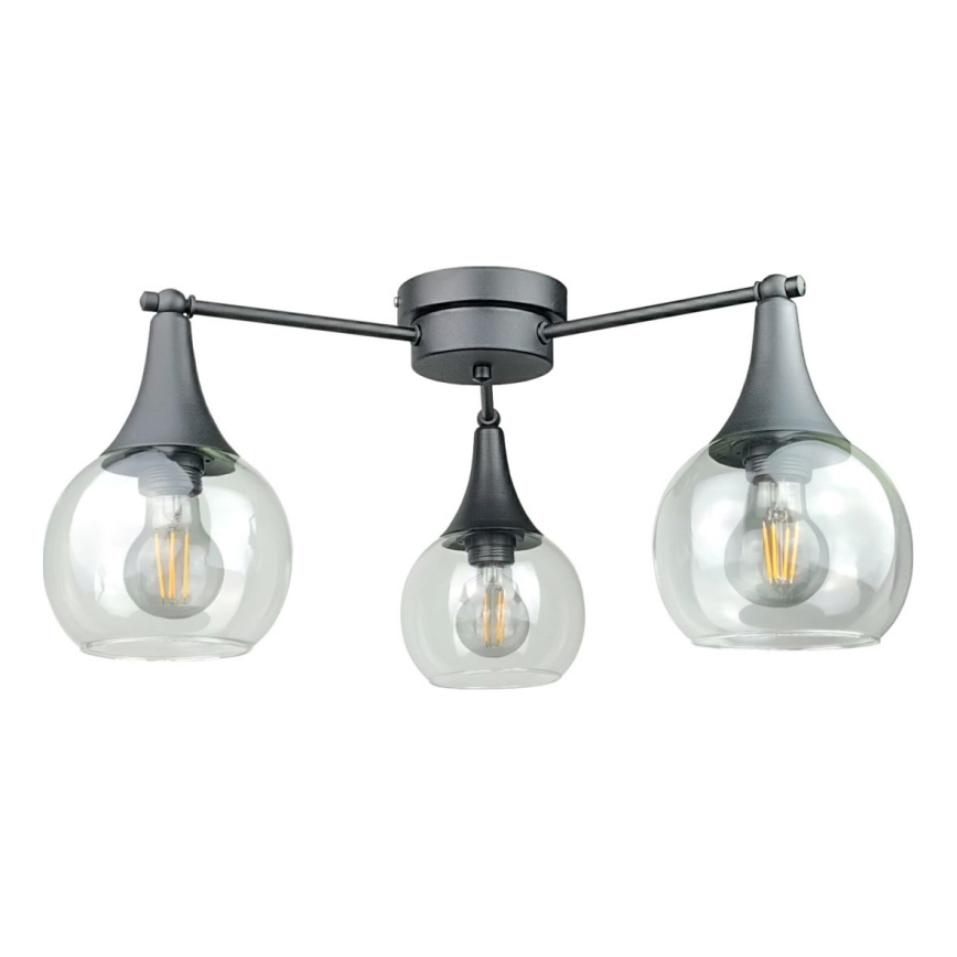 Bevestigde hanglamp STAR 3xE27/60W/230V zwart/doorzichtig