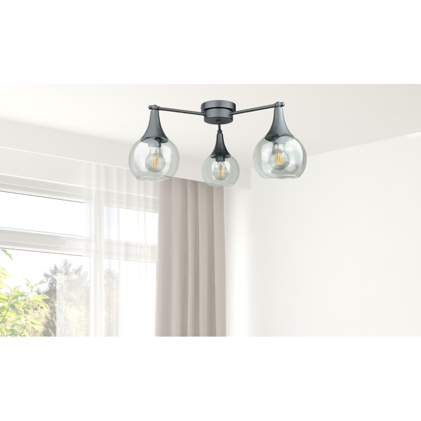 Bevestigde hanglamp STAR 3xE27/60W/230V zwart/doorzichtig