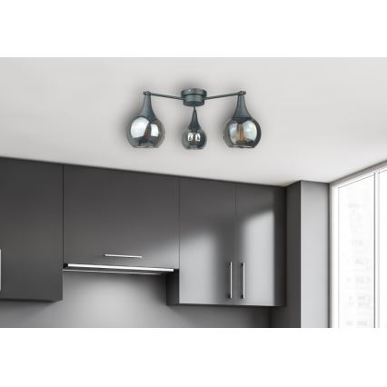 Bevestigde hanglamp STAR 3xE27/60W/230V zwart/gerookt zwart