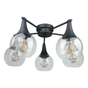 Bevestigde hanglamp STAR 5xE27/60W/230V zwart/doorzichtig