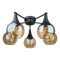 Bevestigde hanglamp STAR 5xE27/60W/230V zwart/gerookt beige
