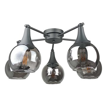 Bevestigde hanglamp STAR 5xE27/60W/230V zwart/gerookt zwart