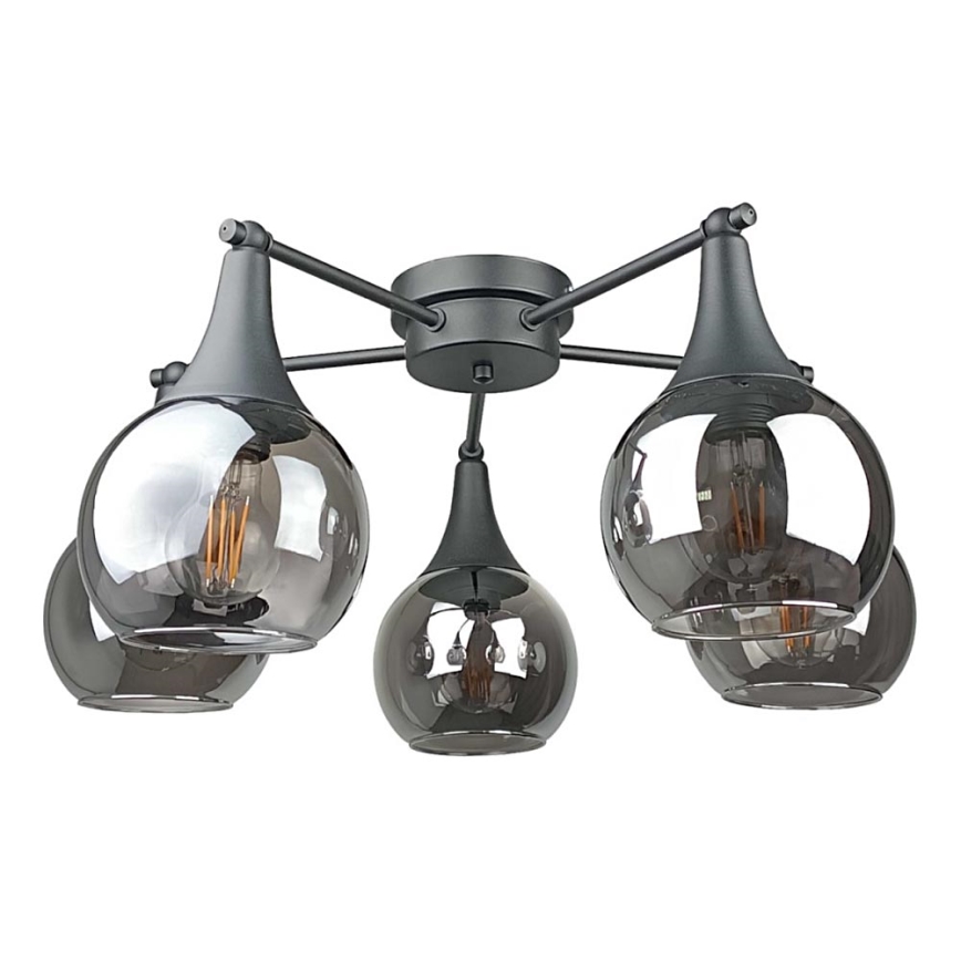 Bevestigde hanglamp STAR 5xE27/60W/230V zwart/gerookt zwart