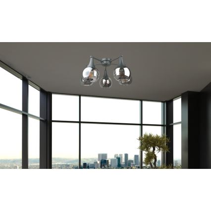 Bevestigde hanglamp STAR 5xE27/60W/230V zwart/gerookt zwart