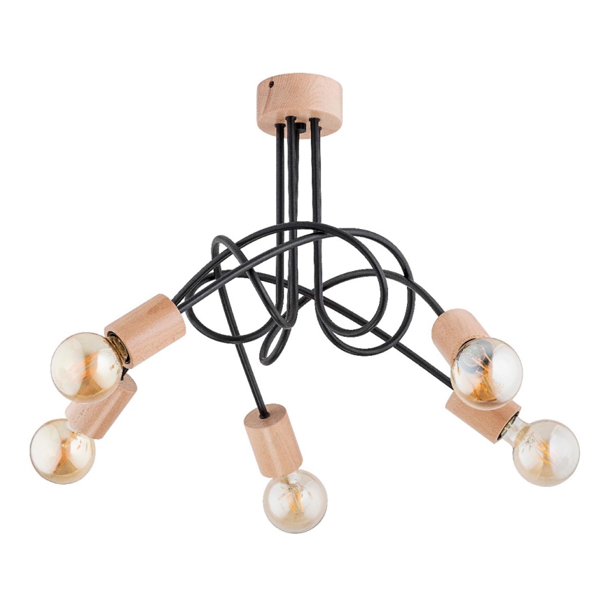Bevestigde hanglamp TANGO 5xE27/15W/230V bruin/zwart