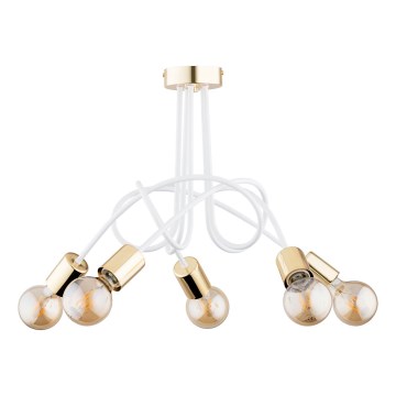 Bevestigde hanglamp TANGO 5xE27/15W/230V wit/goud