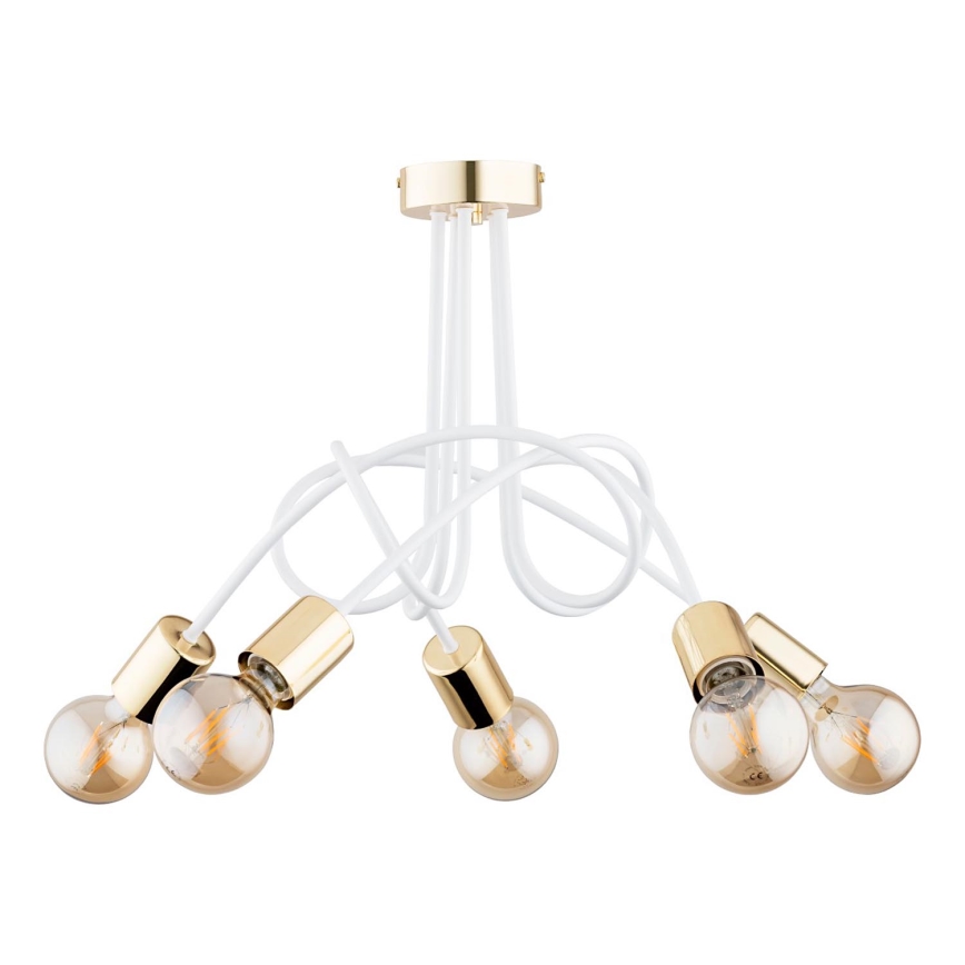 Bevestigde hanglamp TANGO 5xE27/15W/230V wit/goud