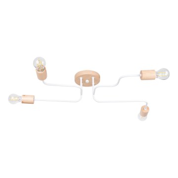 Bevestigde hanglamp TIMBO 4xE27/15W/230V wit/beige/beuken