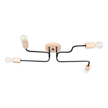 Bevestigde hanglamp TIMBO 4xE27/15W/230V zwart/beige/beuken