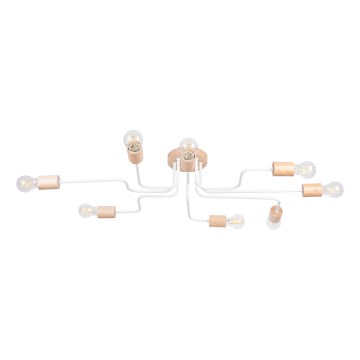 Bevestigde hanglamp TIMBO 8xE27/15W/230V wit/beige/beuken