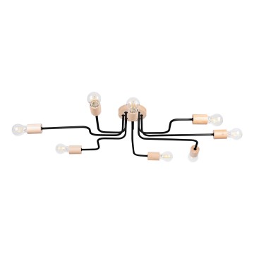 Bevestigde hanglamp TIMBO 8xE27/15W/230V zwart/beige/beuken