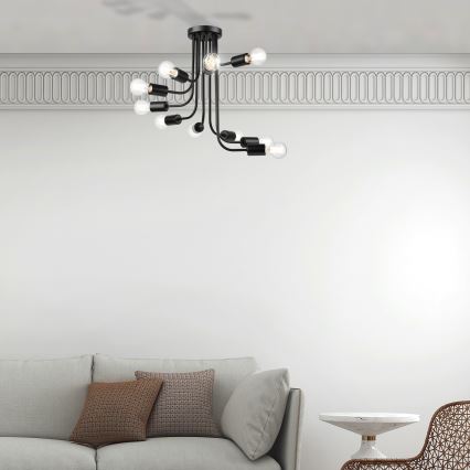 Bevestigde hanglamp TRINITY 10xE27/15W/230V zwart