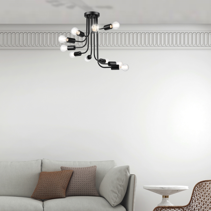 Bevestigde hanglamp TRINITY 10xE27/15W/230V zwart