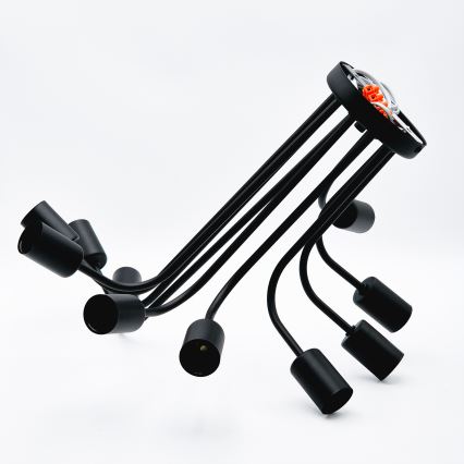 Bevestigde hanglamp TRINITY 10xE27/15W/230V zwart