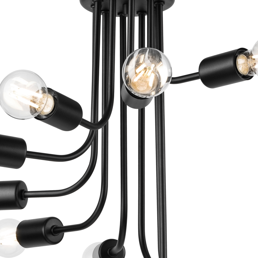 Bevestigde hanglamp TRINITY 10xE27/15W/230V zwart