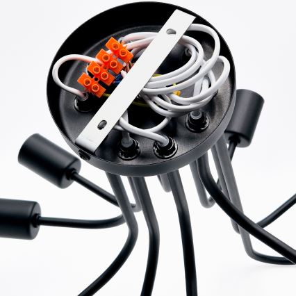Bevestigde hanglamp TRINITY 10xE27/15W/230V zwart