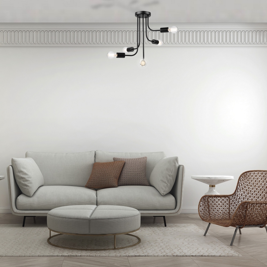 Bevestigde hanglamp TRINITY 5xE27/15W/230V zwart