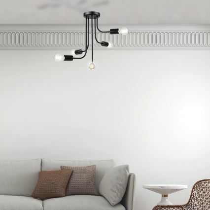 Bevestigde hanglamp TRINITY 5xE27/15W/230V zwart
