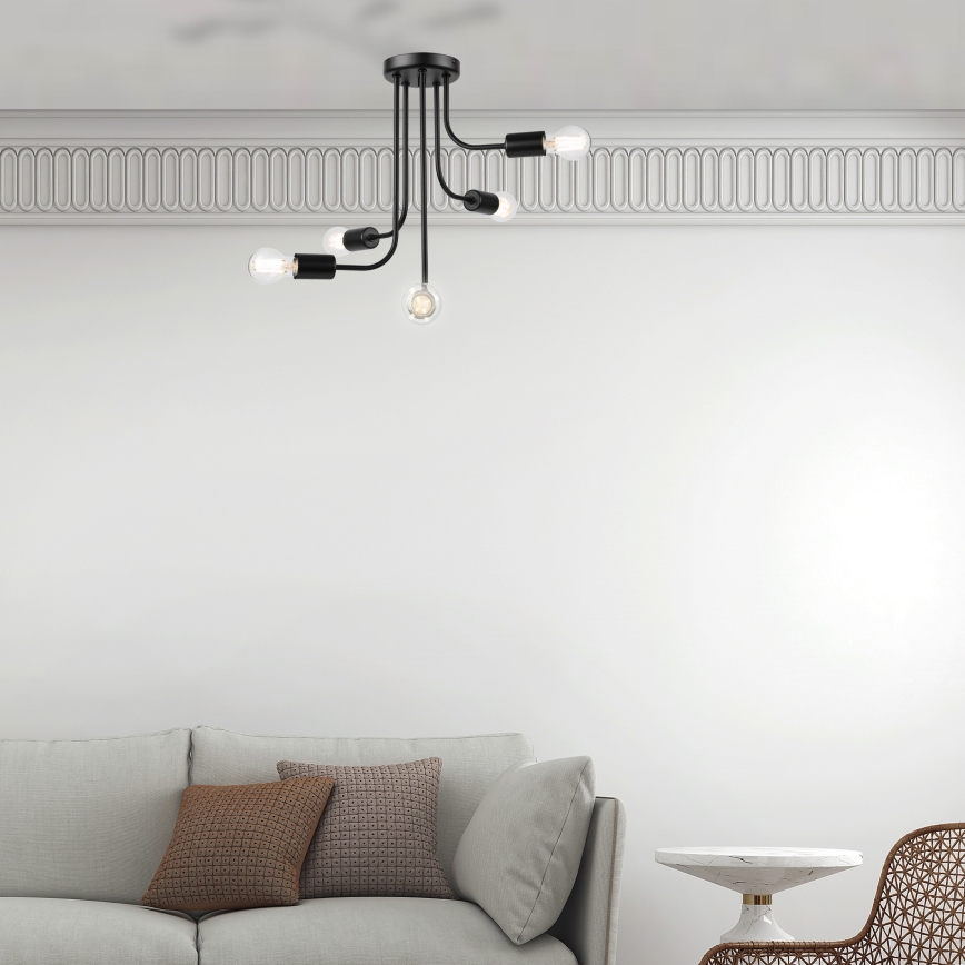 Bevestigde hanglamp TRINITY 5xE27/15W/230V zwart