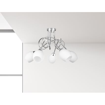 Bevestigde hanglamp TWIST WHITE 5xE14/40W/230V