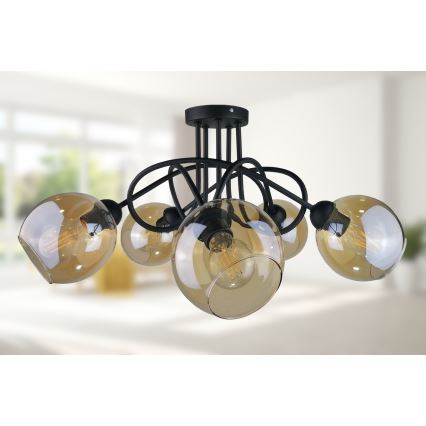 Bevestigde hanglamp VENUS BLACK 5xE27/60W/230V