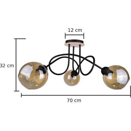 Bevestigde hanglamp VENUS WOOD 3xE27/60W/230V