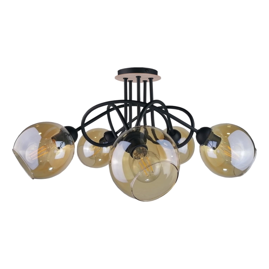 Bevestigde hanglamp VENUS WOOD 5xE27/60W/230V