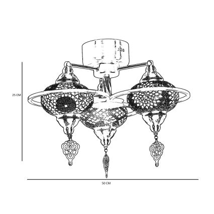 Bevestigde hanglamp YENI 3xE27/40W/230V messing