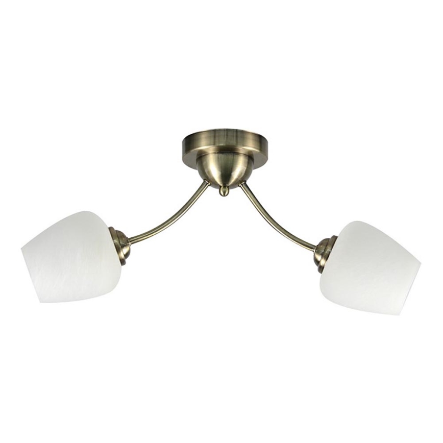 Bevestigde hanglamp ZINA 2xE27/40W/230V messing/wit