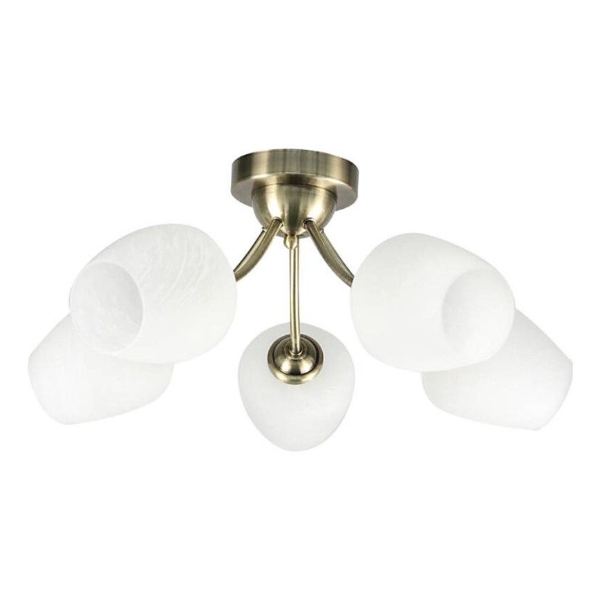 Bevestigde hanglamp ZINA 5xE27/40W/230V messing/wit