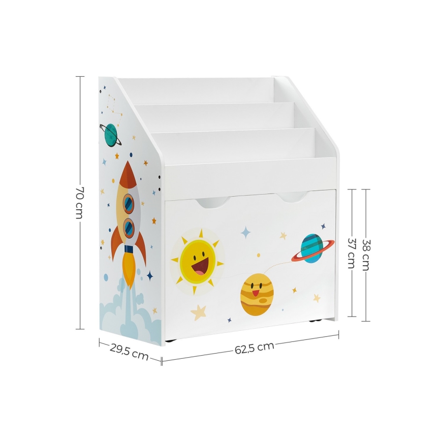 Bibliothèque pour enfants avec tiroir ANET blanc