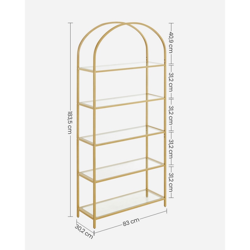 Bibliothèque GLASY 83x184x30 cm dorée