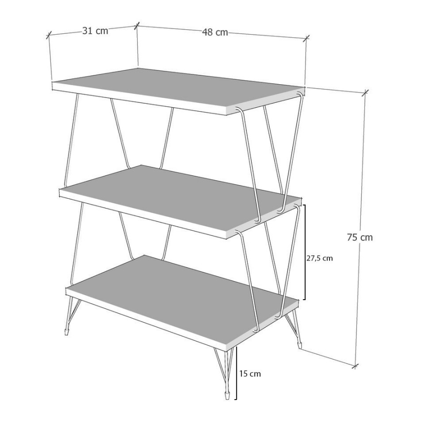 Bijzettafel LAZANDOS 75x48 cm bruin/zwart