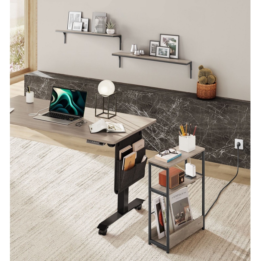 Bijzettafel met ingebouwd stopcontact en USB-poorten ROD bruin/zwart