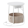 Bijzettafel met ingebouwde stopcontacten en USB-poorten NOIRA beige/wit