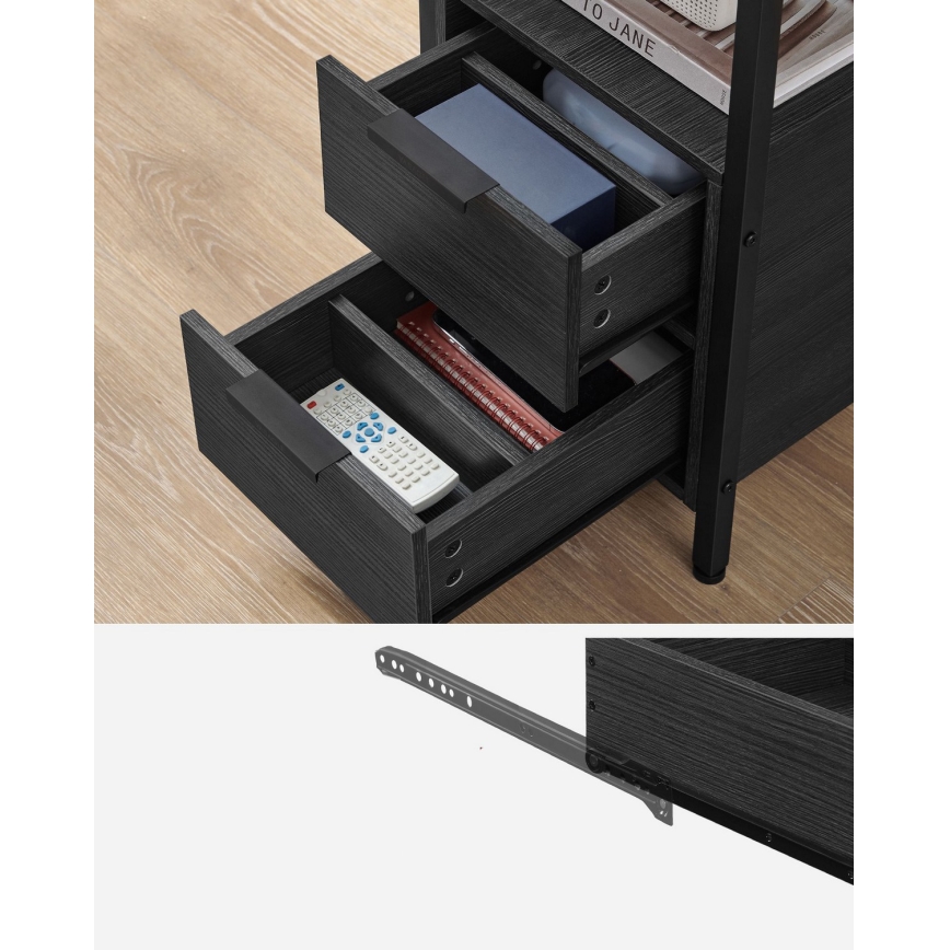 Bijzettafel met ingebouwde stopcontacten en USB-poorten ROD zwart